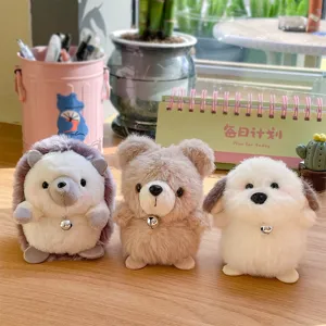 Süßes Cartoon Tier Plüsch Schlüsselanhänger Glocke Igel Bär Hund Spielzeug Schultasche Hängendes Ornament Weiche Gestopfte Puppe Anhänger Geschenk