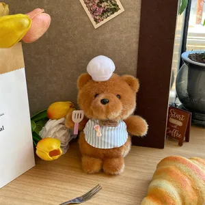 Süßer Koch Teddybär Plüschtier Puppe mit Schürze und Spatel, perfektes Backgeschenk oder Deko.