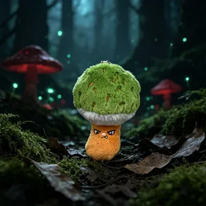 Simpatico ciondolo in peluche fungo arrabbiato portachiavi, morbido giocattolo.