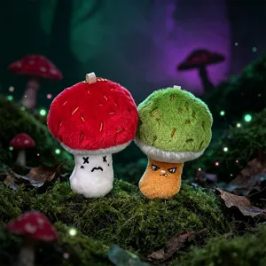 Simpatico ciondolo in peluche di fungo portachiavi, morbido giocattolo divertente nella foresta