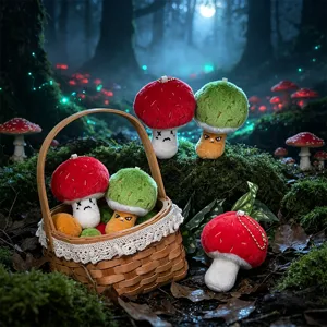 Grazioso ciondolo fungo peluche portachiavi bambola imbottita stile foresta giocattolo