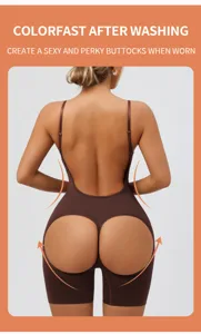 Body shapeur sans coutures dos nu gainant effet push up fesses et ventre plat vue détail.