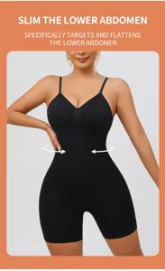Body gaine minceur noir sans couture pour femme, combinaison modelante ventre plat dos nu.