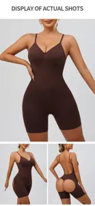 Gaine Amincissante sans couture ventre plat dos nu push-up combinaison yoga marron