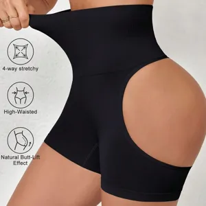 High-Waisted Butt Lifter Shaper Shorts Black Breathable Four-Way Stretch Shapewear