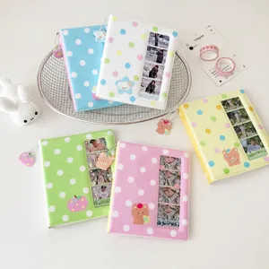 Korean Cute Polka Dot Mini Photo Album Four Grid Photocard Kpop Binder Storage Book