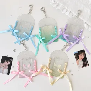 Portatarjetas Fotográficas K-pop de PVC de 3 Pulgadas Con Lazo de Cinta y Llavero de Corazón Para Tarjetas Idol y Polaroids Regalos para Niñas