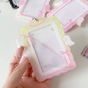 Acrylic photocard holder cute angel 3 inch polaroid storage protector and display pendant.