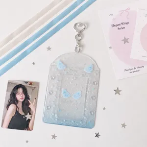 Soportes de fototargetas acrílico 3 pulgadas lindo degradado azul funda de tarjeta kpop