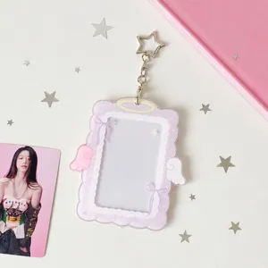 Acrylic photocard holder angel wing cute polaroid storage protector keychain display