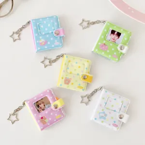 Mini photocard holder keychain cute polka dot mini album Kpop idol card storage
