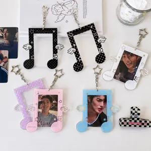 Acrylic Music Note Polaroid Photocard Holder Star Keychain Wings Design Card Case For Backpack Decor Gift Stylish Accessories