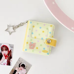 Korean ins style cute polka dot mini photocard holder album with star keychain detail