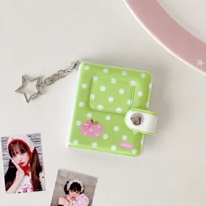 Korean style mini polka dot photocard holder album with star keychain and snap button.