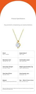 Collana con ciondolo in moissanite in argento sterling S925, elegante catena clavicolare solitaria.