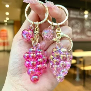 Grape keychain cute bag pendant sparkling jelly beads accessories charm detail view