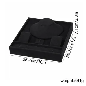 Set espositore per gioielli in velluto nero, organizzatore multifunzione collana anello.