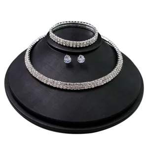 Sparkling crystal rhinestone necklace bracelet and earrings bridal jewelry set for wedding