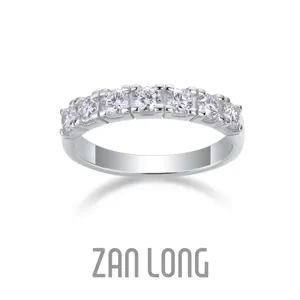 Exquisite S925 Sterling Silver Moissanite Row Ring Brilliant Cut Eternity Band Plated Gold Rose Gold Jewelry For Women