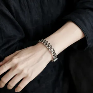 Vintage Ethnic Braided Twist Wide Cuff Bracelet For Women Silver Color Adjustable Copper Bangle Hand Jewelry Gift