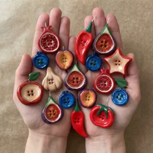 Handmade colorful fruit vegetable ceramic pendant cute charm DIY jewelry accessory new