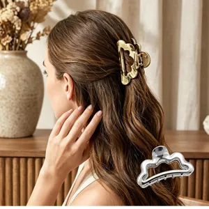 Elegant Alloy Metal Wave Hair Claw Clip For Women Vintage Irregular Cloud Shark Clip Gold Silver Plated Large Hair Barrette Accessories
