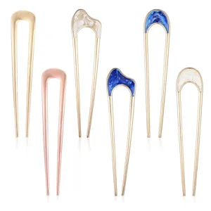 Épingles à cheveux en U minimalistes, élégantes fourches métalliques pour chignons et coiffure.
