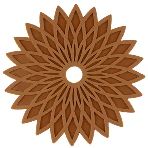 Alfombrilla de aislamiento térmico de silicona marrón nórdica, posavasos floral hueco para mesa.