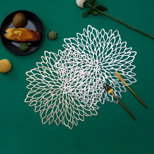 Decorative PVC hollow leaf placemat heat insulated table mat for dining room kitchen table decor.