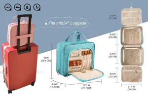 Portable travel hanging toiletry bag large capacity cosmetic storage organizer for suitcase