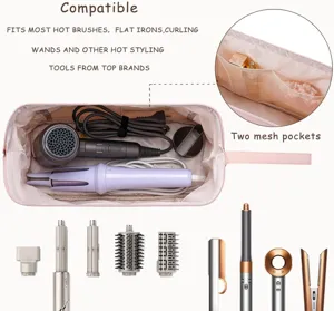 Quilted hair dryer storage bag large capacity portable travel organizer for styling tools