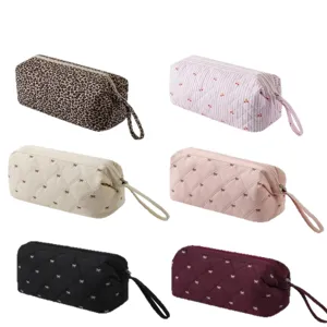 Large capacity quilted storage bag portable hair dryer tool pouch organizer cosmetic case