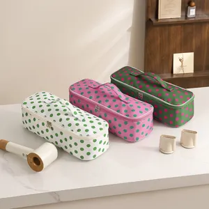 Portable Hair Dryer Storage Bag Large Capacity Travel Organizer Pouch Cute Polka Dot Leopard Print Makeup Cosmetic Bag