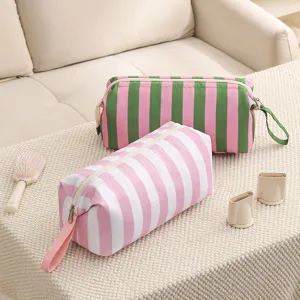 Large Capacity Stripe Hair Dryer Storage Bag Portable Travel Makeup Pouch Multifunctional Cosmetic Organizer Bag
