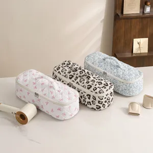 Portable quilted hair dryer storage bag large capacity travel multi-functional organizer case