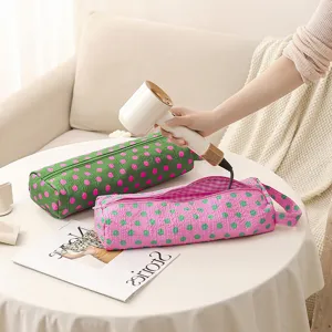 Portable cylindrical polka dot hair dryer storage bag large capacity travel case organizer