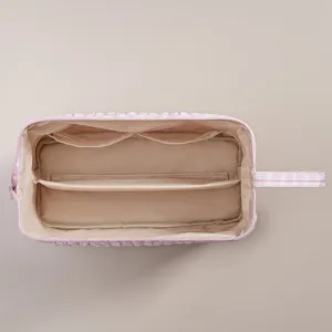 Borsa portaoggetti trapuntata a quadri grande capacità trousse da viaggio per phon