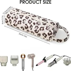 Borsa di stoccaggio cilindrica trapuntata leopardata, organizer portatile per acconciature.