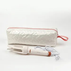Arricciacapelli automatico anti-scottatura con borsa da viaggio trapuntata a cuore.