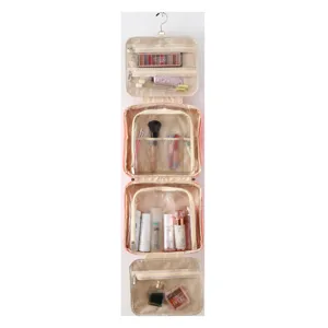 Large capacity hanging toiletry bag portable travel cosmetic organizer with multiple compartments