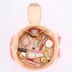 Large capacity lazy drawstring makeup bag portable travel cosmetic storage pouch for women