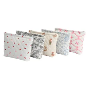 Korean style quilted cosmetic bag large capacity cute storage pouch multi-pattern travel bag