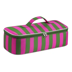 Striped Hair Dryer Storage Bag Large Capacity Portable Travel Styling Tool Organizer Case