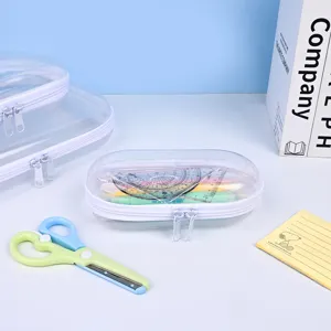 Clear plastic pencil case large capacity transparent storage bag portable stationery organizer