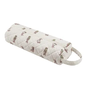 Borsa di stoccaggio cilindrica trapuntata per asciugacapelli con orsetto, vista principale.