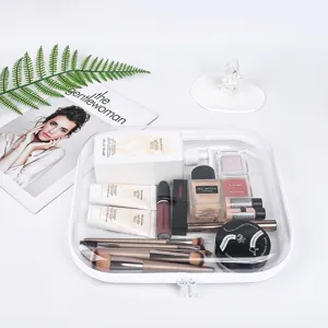 Transparent cosmetic storage bag, large capacity portable makeup organizer case for travel.