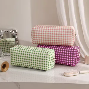 Large capacity plaid hair tool storage bag, portable curling iron and blow dryer organizer case.