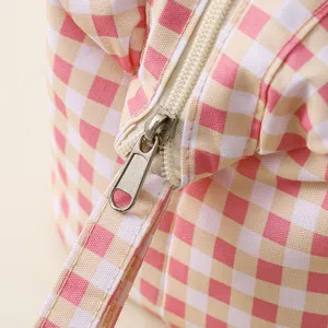 Borsa a quadri rosa per asciugacapelli grande capacità organizer da viaggio custodia trousse