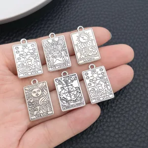 Tarot card charms alloy metal square pendants DIY bracelet jewelry making accessories