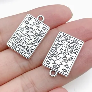 Silver tarot card charm pendant DIY alloy metal jewelry making crafts accessories findings